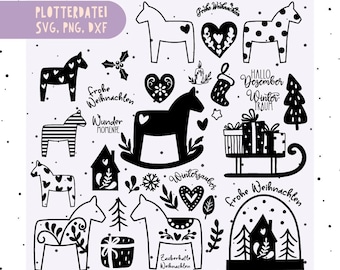 Hygge Bundle SVG, Dala Horses Scandinavian SVG, Clipart Scandinavian Hygge, Printable Hygge Scandinavian, Hygge German, Dala horses cut file