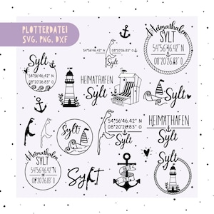 Svg nautico tedesco, file plotter estate, pacchetto file Svg Sylt, Moin Svg, mare Svg, Sylt DXF PNG Svg, file plotter bambino costiero, file Svg Sylt tedesco