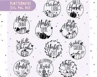 Tysk höstplotterfil svg png-paket - Pumpa svg - Höst svg - Hej höst svg - Cricut Silhouette Studio - Höstordspråk svg dxf png