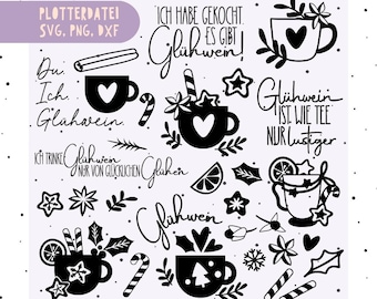 Mulled wine plotter file, mulled wine svg sayings - wine svg - plotter file Christmas - laser file mulled wine - Cricut Christmas market svg