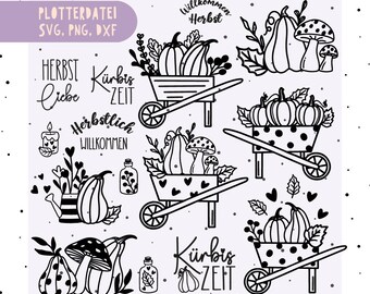 German pumpkin magic plotter file SVG DXF, Cricut Silhouette Studio plotter file, autumn magic, hello autumn, autumn greetings SVG pumpkin DXF