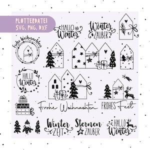 Hello Winter German Plotter file - Christmas Gnome Svg - Christmas Sayings Plotter File, Christmas svg png dxf, German Christmas clipart
