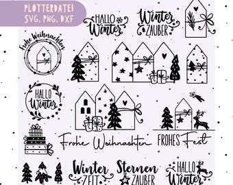 Hello Winter German Plotter file - Christmas Gnome Svg - Christmas Sayings Plotter File, Christmas svg png dxf, German Christmas clipart