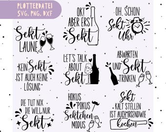 Sparkling Wine Plotter File SVG PNG Sparkling Wine Sayings | Drinking Svg Bundle | Sparkling Wine Svg Bundle | German Plotting Bundle Svg | file for cricut silhouette