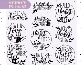 German Autumn Magic Plotter File SVG DXF, Cricut Silhouette Studio Plotter File, Autumn Magic, Hello Autumn, Autumn Greetings SVG Pumpkin DXF