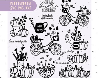 German plotter file autumn - Hello autumn - Cricut Silhouette Studio plotter file - Autumn magic - Autumn greetings SVG bundle - pumpkin