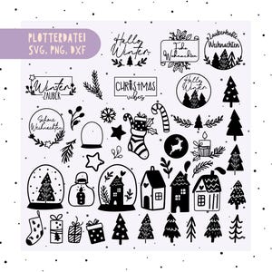 Hello Winter German Plotter file - Christmas Home Svg - Christmas Sayings Plotter File, Christmas svg png dxf, German Christmas clipart