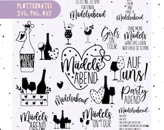 Girls Night Out Plotter-bestand, Duitse partij SVG-bundel, Duitse Party Night Plotter-bestand Svg-bundel, Party Time Svg Png Dxf laserbestand