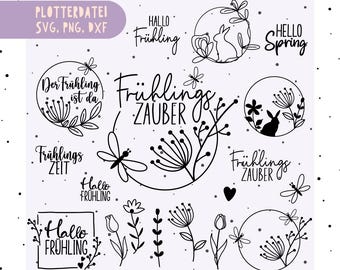 German Spring Quotes Plotter File, Hello Spring svg, German Saying Svg, Flowers svg, Spring Svg Dxf Quotes, Welcome Spring, Cut Cricut
