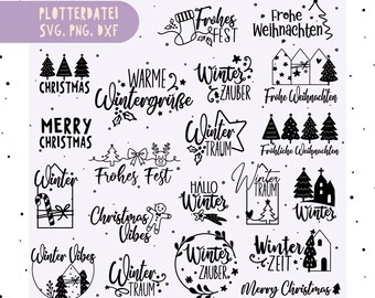 Winter Magic German Plotter file - Marry Christmas Svg - Christmas Sayings Plotter File, Christmas svg png dxf, German Christmas clipart