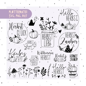 Archivo de trazador alemán otoño - Hola otoño - Archivo de trazador Cricut Silhouette Studio - Magia otoñal - Paquete SVG de saludos otoñales - calabaza