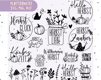 German plotter file autumn - Hello autumn - Cricut Silhouette Studio plotter file - Autumn magic - Autumn greetings SVG bundle - pumpkin