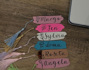 Personalized Bookmarks, Acrylic Book Marks, Custom Book Marks with names and ribbon. Good Gift for book lovers, Party favors, bridal parties