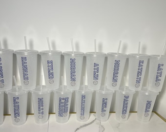 Reusable Plastic Tumbler Cups Personalized Gifts for Bachelorette, Wedding, Parties, Birthday, Sports Teams, Customized with Lids and Straws