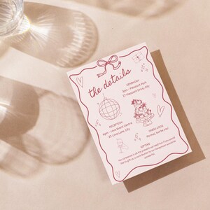 Plantilla de suite nupcial ilustrada moderna, ilustraciones garabateadas dibujadas a mano, invitaciones de boda únicas e imprimibles
