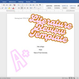 Literature Review Template in Word, APA Format, 7th Edition (research / thesis / assignment / school / university / psychology)