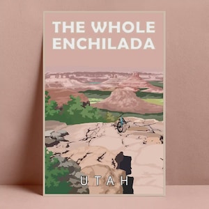 Utah The Whole Enchilada Bike Trail Poster, Mountain Bike Wall Art, MTB Trail Print Decor, Biker Lover Gift, Outdoor Adventure Home Poster