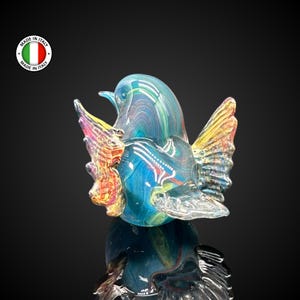 Murano Glass Bird figurine "VIVI" – Hand-Blown Venetian Glass Art Sculpture, Italian Handmade Decor, Unique Gift for Collectors Bird Lovers
