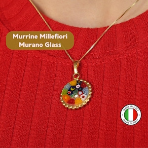 Murano Harlequin Glass Murrina Necklace – Handmade Venetian Jewelry, Gift for Women on Any Occasion
