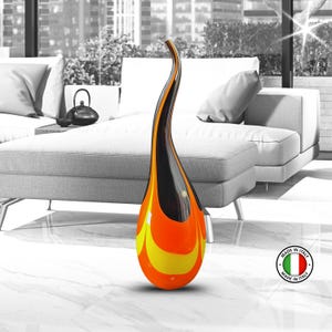 Handmade Murano Glass Vase &quot;FIAMMA VITREA&quot; – Authentic Blown Glass from Venice, Certified Made in Italy | Free Worldwide Shipping