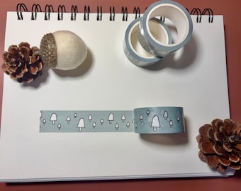 Green Washi Tape with Mushrooms (2cm)