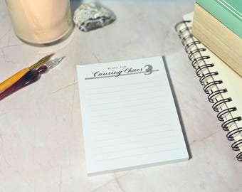 Fantasy Notepad 4.25"x5.5": Desk Dragons "Plans for Causing Chaos"