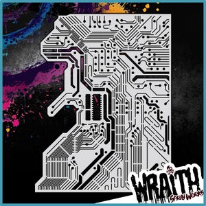 Circuit Board #2 - Reusable Airbrush Stencil Template