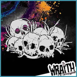 Skull Pile #1 - Reusable Airbrush Stencil Template