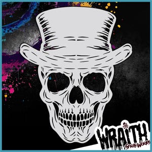 Top Hat Skull - Reusable Airbrush Stencil Template