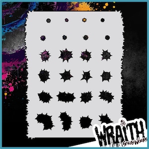 Bullet Holes - Reusable Airbrush Stencil Template