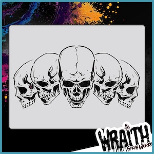 The Five Skulls - Reusable Airbrush Stencil Template