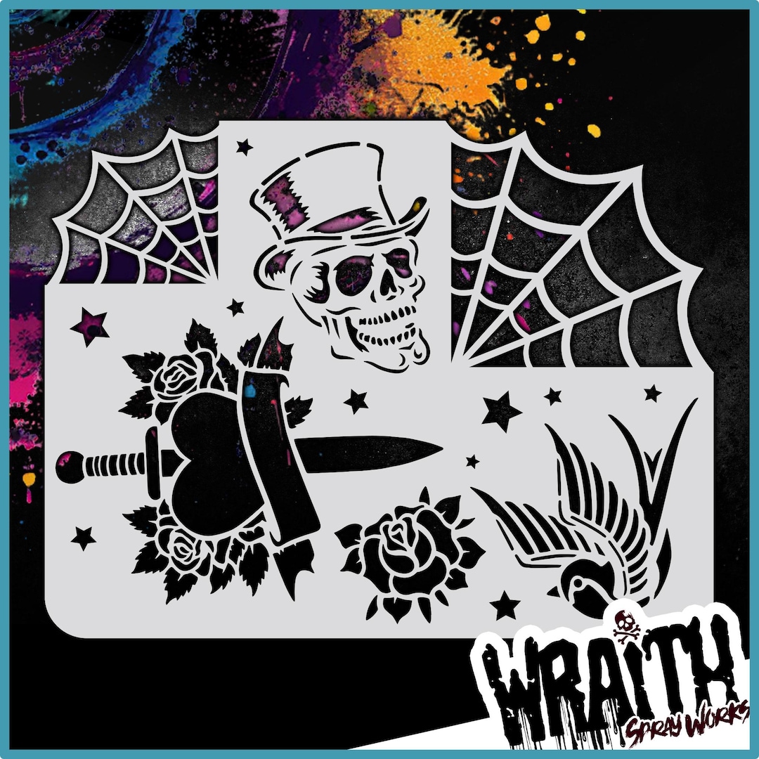 Tattoo Kit #2 - Reusable Airbrush Stencil Template - Etsy