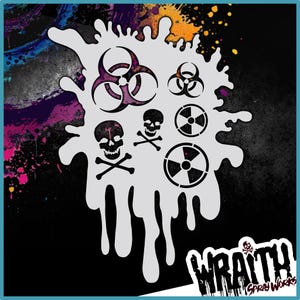 Bio Splat - Reusable Airbrush Stencil Template