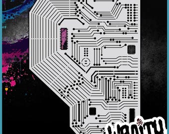Circuit Board #1 - Reusable Airbrush Stencil Template