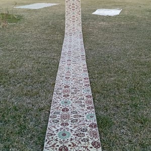 Vintage Turkish Runner Rug, Patchwork Stair Runner, 1.11x23.3ft