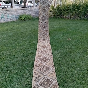 2x17 Turkish runner, Extra long runner rug, Runner for stair runner vintage, oushak runner 2x18 long hallway runner, Skinny rug, 1.9x17 feet
