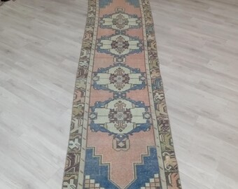 2x9 vintage Turkse loper: zachte oosterse decoratie, jaren 70