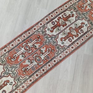 2x6 Small Runner, Turkish Rug, Handmade Wool Rug, Bathroom Kitchen Entryway Short Runner, Anatolian Antique Rug, Oushak Rug, 1.5x6.8 ft