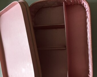Vintage Pastel Pink Satin Jewelry and Accessory Box, Memory Box