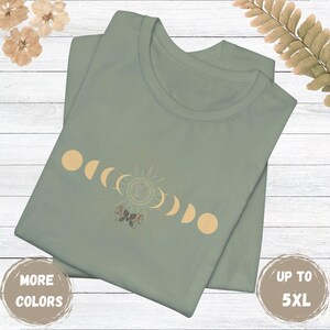 Celestial Shirt, Moon Phase Tshirt, Mystical Moon And Sun Tee, Boho Astronomy Top, Spiritual Women Gifts Witchy Shirt Space Lover Gift