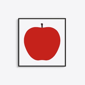 Enzo Mari: La Mela, Impresión gráfica de manzana, Ilustración de manzana, Impresión de arte de pared cuadrada