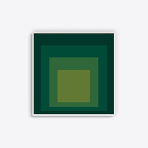 Josef Albers: Homage to the Square (Grünes Kunstwerk), Josef Albers Art, quadratischer Wandkunst-Druck