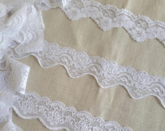 2" Scallop Stretch Lace Trim – Elegant Floral Design | Sewing & Craft Trim