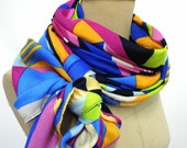 Colorful Gorgeous Big Shawl, Geometric scarf , early Autumn.Unisex, Gift, Square,