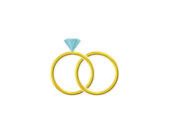 Wedding Rings Mini Stitch File Machine Embroidery Design, 9 Sizes, Instant Download
