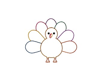 Turkey Outline Satin Stitch File Fall Mini Machine Embroidery Design, 8 Sizes, Instant Download
