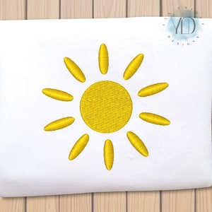 Sun Embroidery Design, 9 Sizes, Summer Sun Mini Fill Stitch Machine Embroidery File, Instant Download