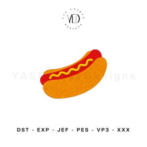 Hot Dog Embroidery Design, 9 Sizes, Food Cute Hot Dog Mini Fill Stitch Machine Embroidery File, Instant Download