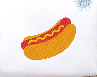 Hot Dog Embroidery Design, 9 Sizes, Food Cute Hot Dog Mini Fill Stitch Machine Embroidery File, Instant Download
