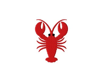 Lobster Mini Fill Stitch File Machine Embroidery Design, 9 Sizes, Instant Download